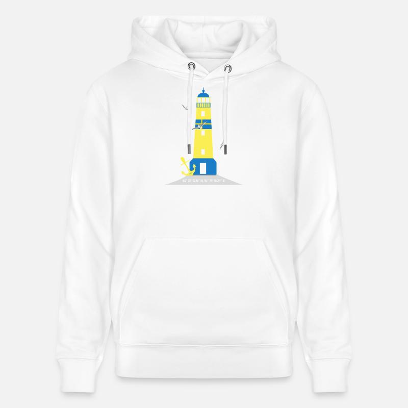 Phare avec ancre et mouettes - Sweat à capuche bio CRUISER Stanley/Stella Unisexe - blanc