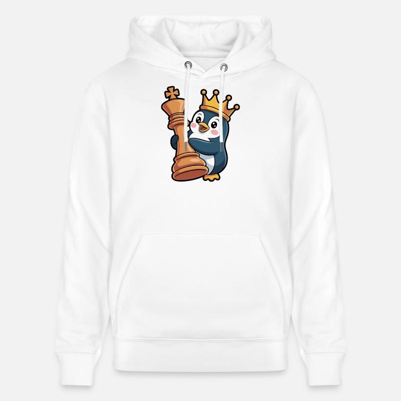 Kreativa pingouin pièce d’échecs roi échiquier - Sweat à capuche bio CRUISER Stanley/Stella Unisexe - blanc