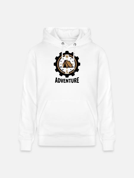 Adventure Compass Tent Camping Hiking Group - Stanley/Stella CRUISER Unisex Organic Hoodie - white