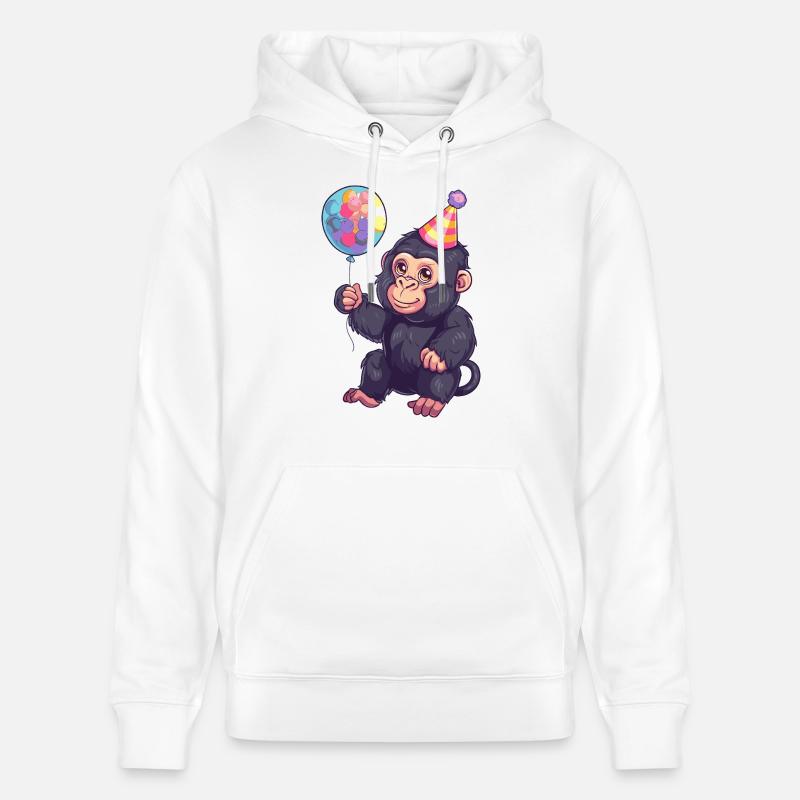 Gorille Anniversaire Bébé - Sweat à capuche bio CRUISER Stanley/Stella Unisexe - blanc