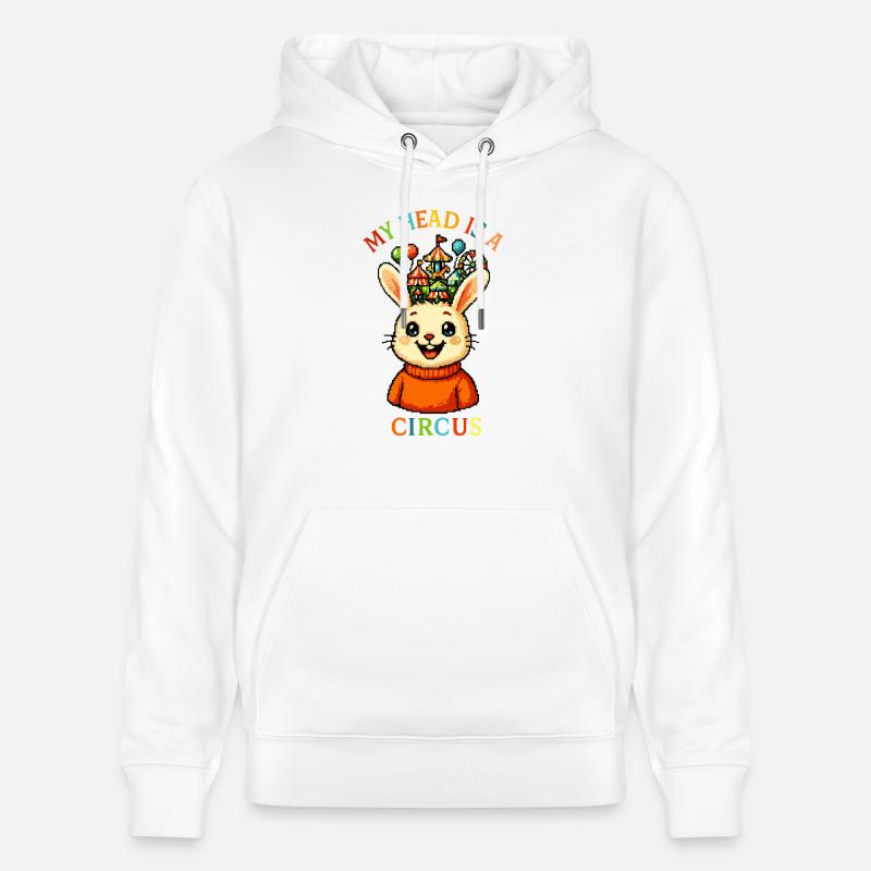 Mitt huvud är en cirkus - Ekologisk luvtröja CRUISER unisex från Stanley/Stella - vit