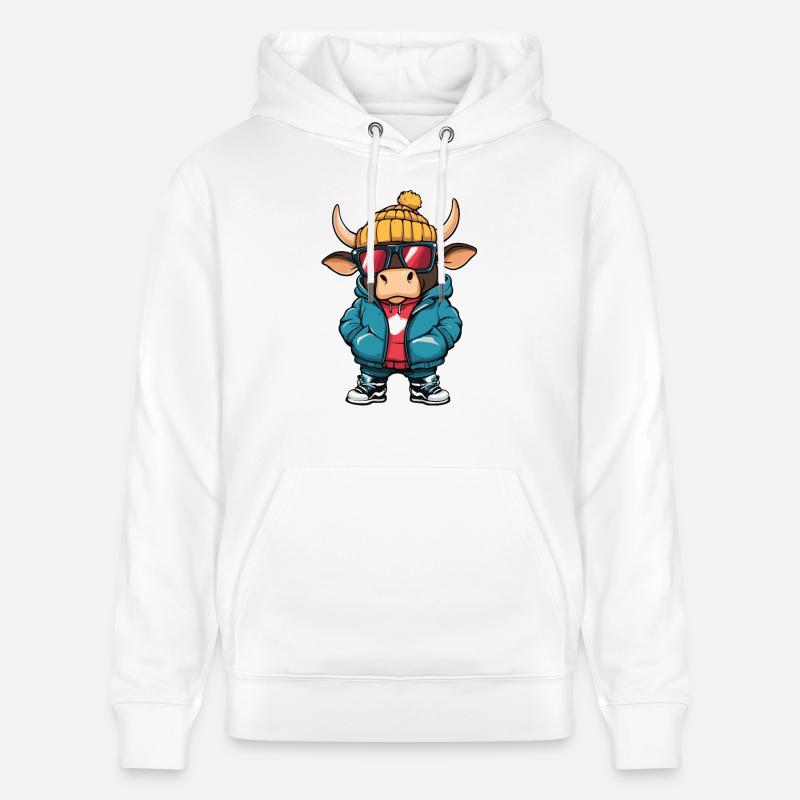 Bande dessinée d’hiver Taureau - Sweat à capuche bio CRUISER Stanley/Stella Unisexe - blanc