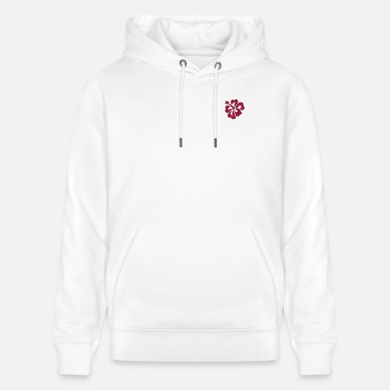 Fleur brodée - Sweat à capuche bio CRUISER Stanley/Stella Unisexe - blanc