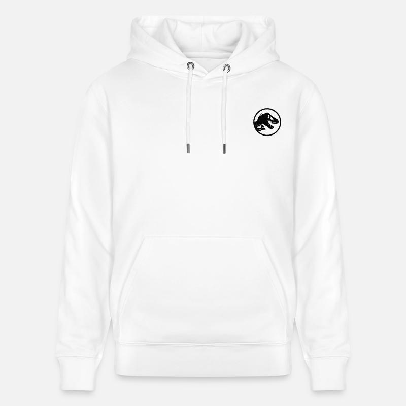 Jurassic Park T-Rex Design Brodé - Sweat à capuche bio CRUISER Stanley/Stella Unisexe - blanc