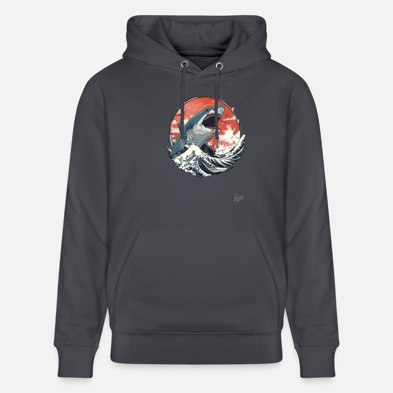 Grand requin blanc sur les vagues blanches - Sweat à capuche bio CRUISER Stanley/Stella Unisexe - bleu indigo