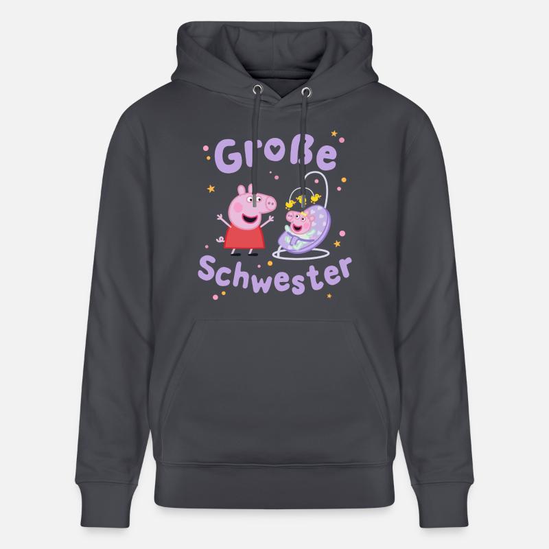 Peppa Pig Design Große Schwester Peppa Mit Evie - Stanley/Stella Unisex Bio-Hoodie CRUISER  - Indigoblau