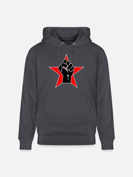 Raised Fist Logo 2 - Stanley/Stella CRUISER Unisex Organic Hoodie - indigo blue