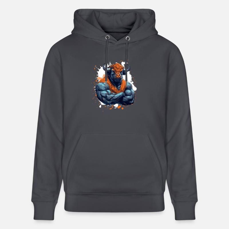 Bison Muscles Combattant Bête - Sweat à capuche bio CRUISER Stanley/Stella Unisexe - bleu indigo