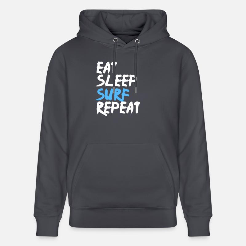 Eat Sleep Surf Repeat - Sweat à capuche bio CRUISER Stanley/Stella Unisexe - bleu indigo