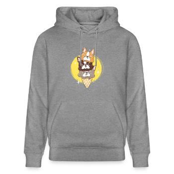 French Bulldog IceCream Scoop - Frenchie Summer - Stanley/Stella CRUISER Unisex Organic Hoodie - slub heather grey - Front - Alina (178cm) & Michal (187cm)