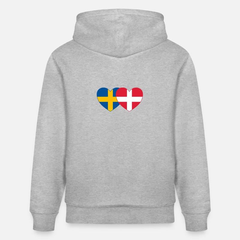 Suède Danemark Drapeau Coeur - Sweat à capuche bio CRUISER Stanley/Stella Unisexe - gris chiné
