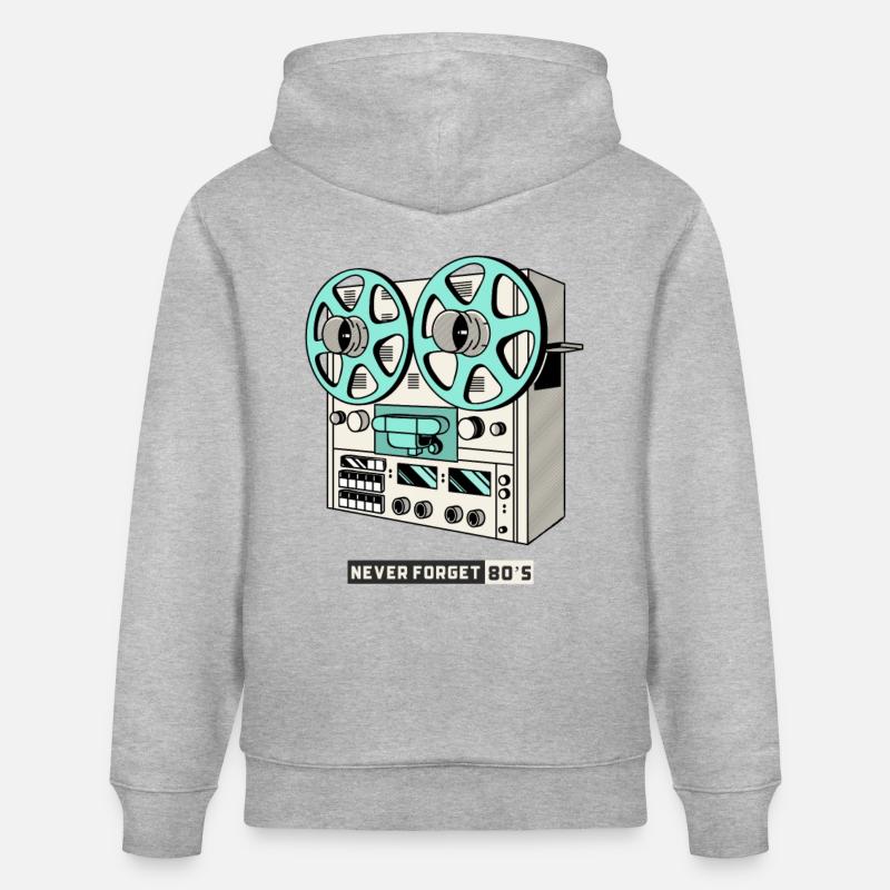 Magnétophone design des années 80 - Sweat à capuche bio CRUISER Stanley/Stella Unisexe - gris chiné