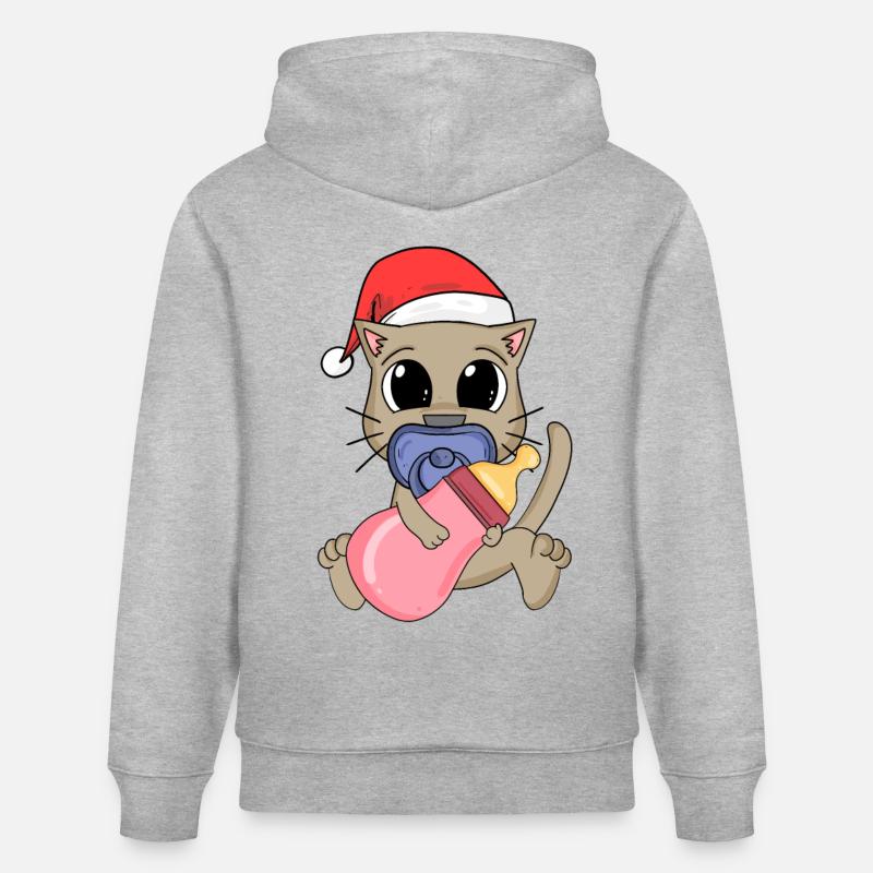 Bébé Chat Noël - Sweat à capuche bio CRUISER Stanley/Stella Unisexe - gris chiné