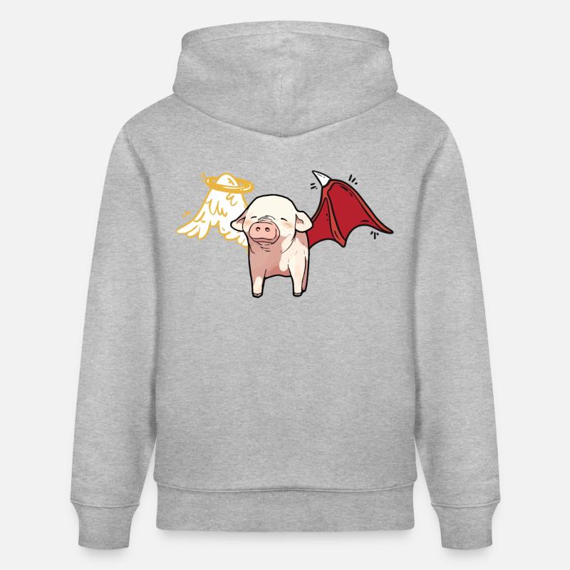 Céleste Satanique Cochon Ange Diable - Sweat à capuche bio CRUISER Stanley/Stella Unisexe - gris chiné