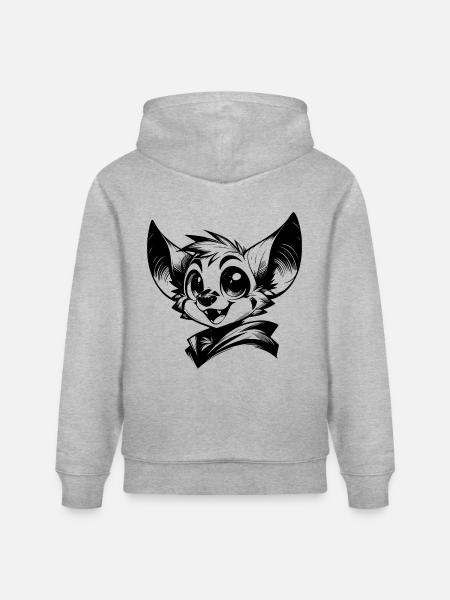 Funny Kids Bat Vampire Drawing - Stanley/Stella CRUISER Unisex Organic Hoodie - heather grey
