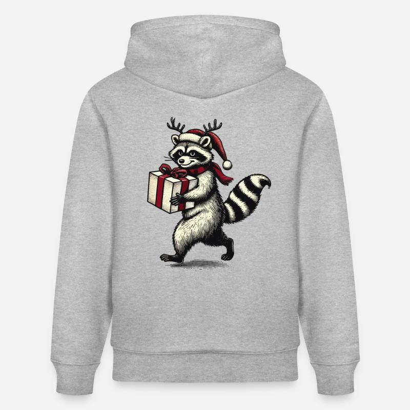 Weihnachts-Waschbär Mit Geschenk - Stanley/Stella Unisex Bio-Hoodie CRUISER  - Grau meliert