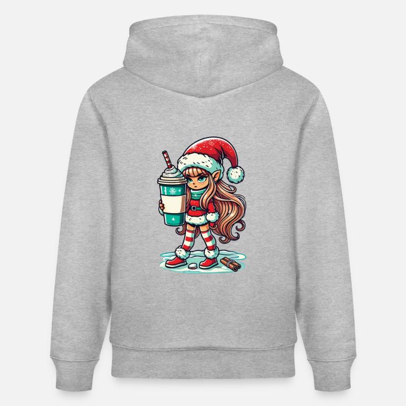 Nain de Noël au café - Sweat à capuche bio CRUISER Stanley/Stella Unisexe - gris chiné