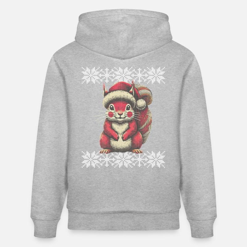Écureuil de Noël avec chapeau - Sweat à capuche bio CRUISER Stanley/Stella Unisexe - gris chiné