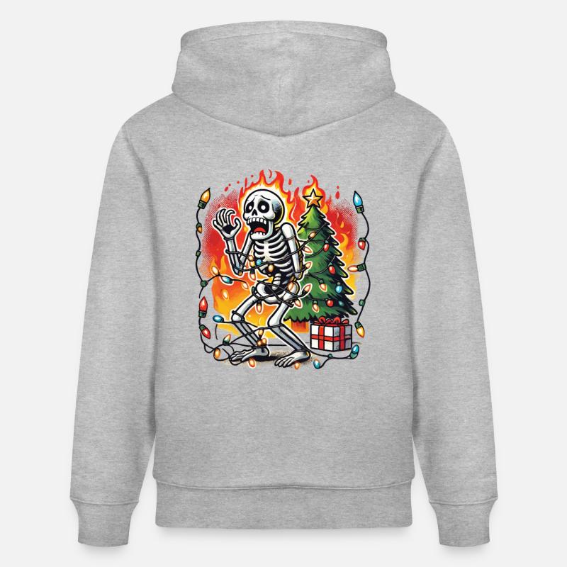 Noël Chaos Squelette Drôle - Sweat à capuche bio CRUISER Stanley/Stella Unisexe - gris chiné