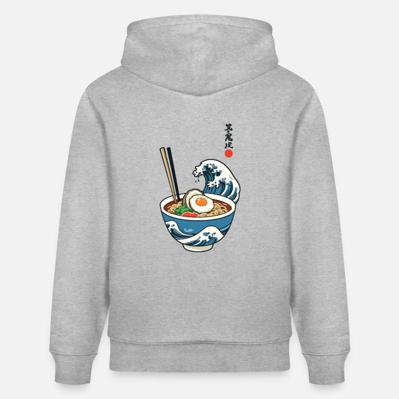 Ramen Ukiyo-e Esthétique Japonaise Rétro - Sweat à capuche bio CRUISER Stanley/Stella Unisexe - gris chiné