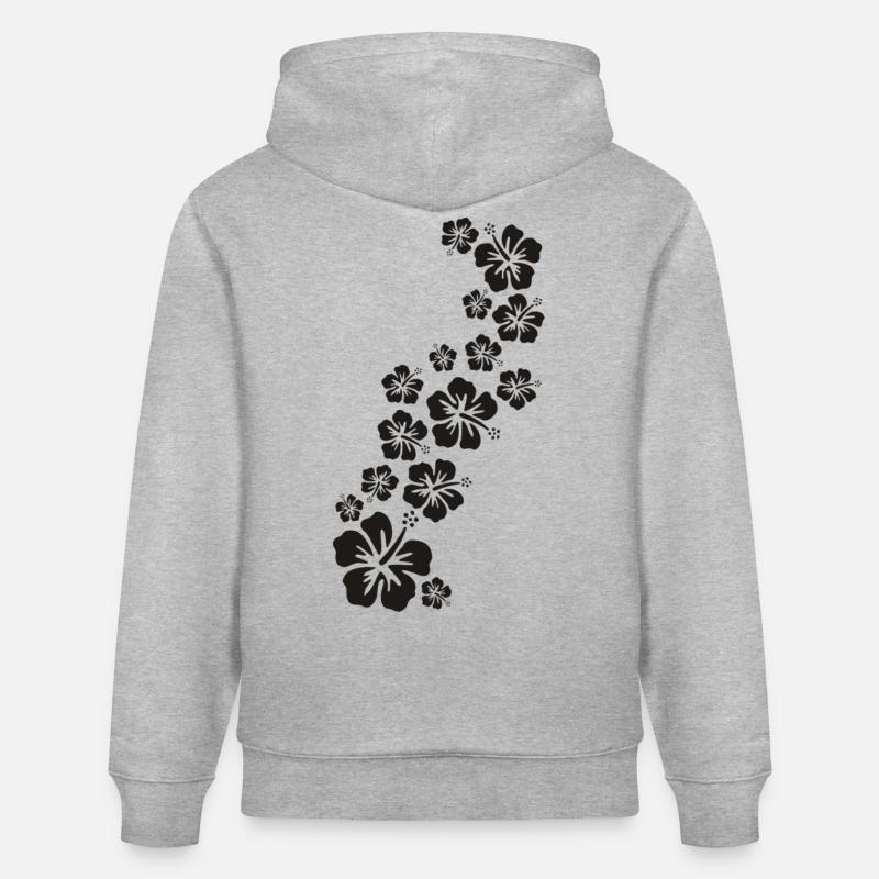 BALI hibiscus fleurs noires - Sweat à capuche bio CRUISER Stanley/Stella Unisexe - gris chiné