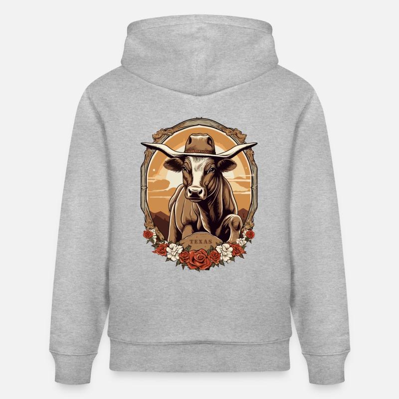 Cavalier de taureau du Texas - Sweat à capuche bio CRUISER Stanley/Stella Unisexe - gris chiné