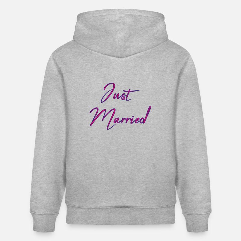 JUST MARRIED. EVJF. SAINT VALENTIN - Sweat à capuche bio CRUISER Stanley/Stella Unisexe - gris chiné
