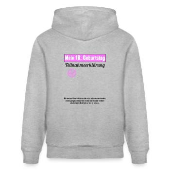18 Jahr Gästebuch Teilnahmeerklärung 18 Geburtstag - Stanley/Stella Unisex Bio-Hoodie CRUISER  - Grau meliert - Hinten - Alina (178cm)
