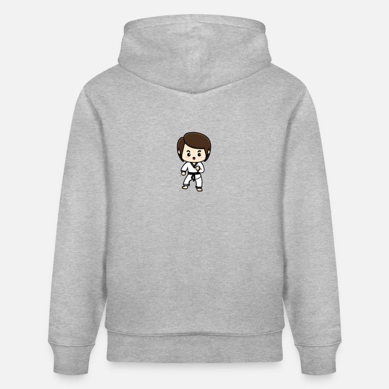 Karaté Guerrier Ceinture Noire Kawaii - Sweat à capuche bio CRUISER Stanley/Stella Unisexe - gris chiné