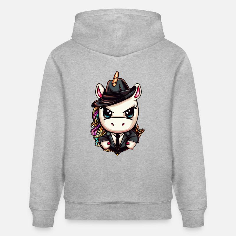 Licorne gangster - Sweat à capuche bio CRUISER Stanley/Stella Unisexe - gris chiné
