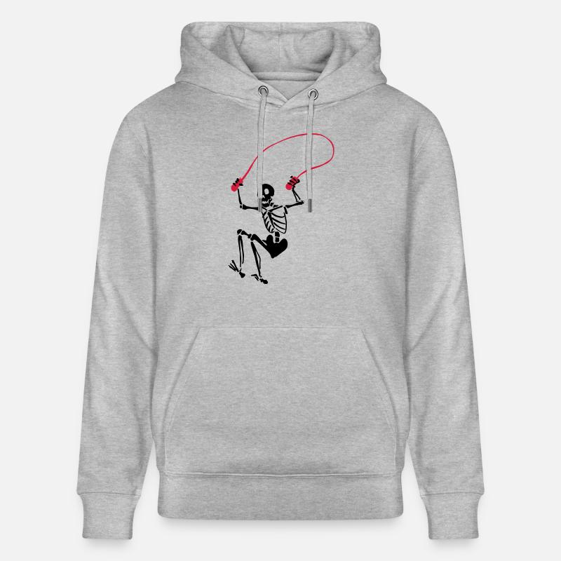 Skelett under hoppa hopprep - Ekologisk luvtröja CRUISER unisex från Stanley/Stella - gråmelerad