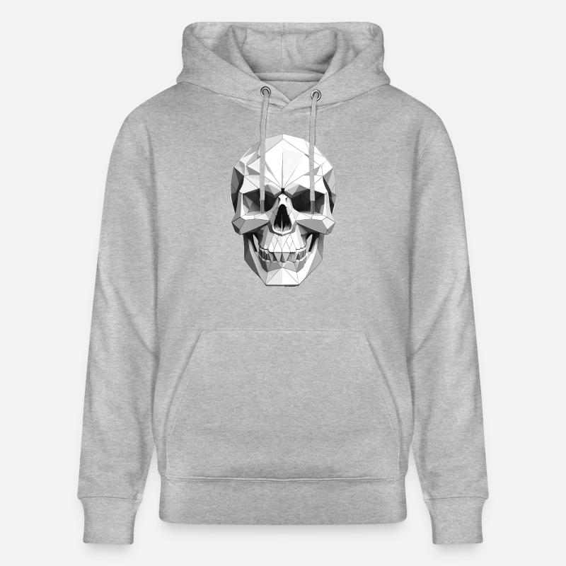 Schädel - Low Poly Design - Stanley/Stella Unisex Bio-Hoodie CRUISER  - Grau meliert