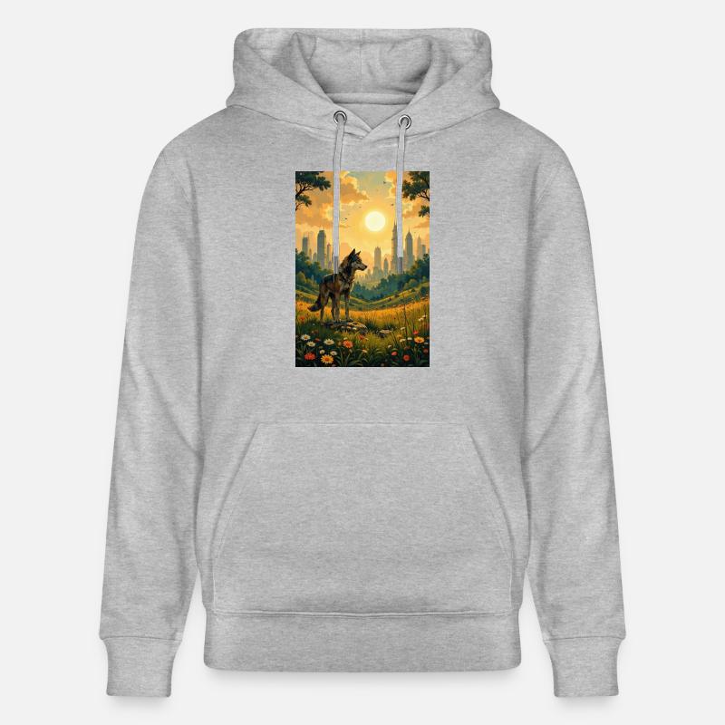 Das Bild des Wolfes - Stanley/Stella Unisex Bio-Hoodie CRUISER  - Grau meliert