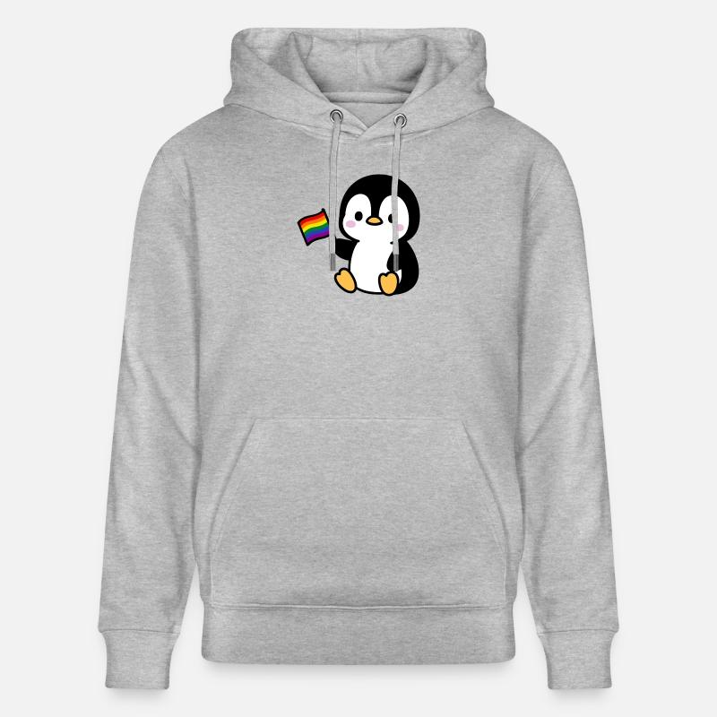 Pingouin avec drapeau arc-en-ciel - Sweat à capuche bio CRUISER Stanley/Stella Unisexe - gris chiné