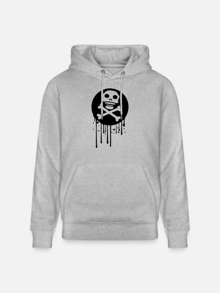 graffiti drip circle pirate logo rudder steering wheel on - Stanley/Stella CRUISER Unisex Organic Hoodie - heather grey