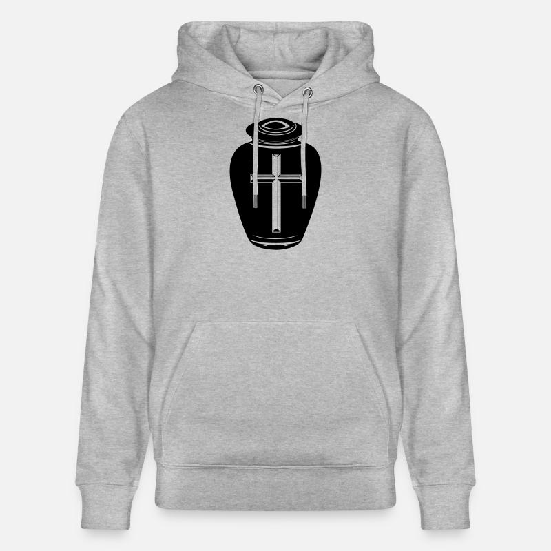 Urne avec croix - Sweat à capuche bio CRUISER Stanley/Stella Unisexe - gris chiné