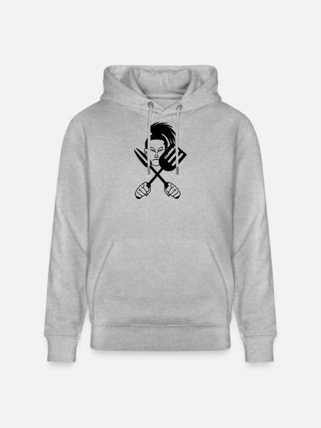 Japanese samurai cook - Stanley/Stella CRUISER Unisex Organic Hoodie - heather grey