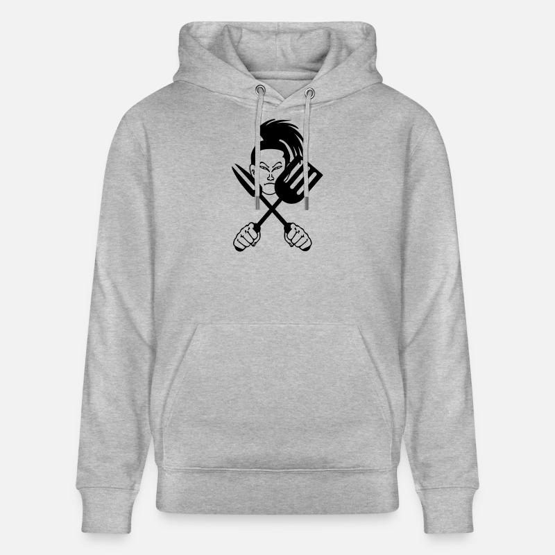 Cuisinier samouraï japonais - Sweat à capuche bio CRUISER Stanley/Stella Unisexe - gris chiné