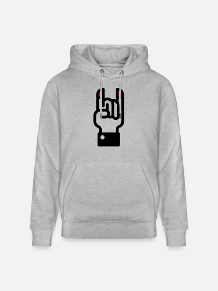 Duivel hoorns hand teken / Devil's Horns Hand - Stanley/Stella Uniseks bio-hoodie CRUISER  - grijs gemêleerd