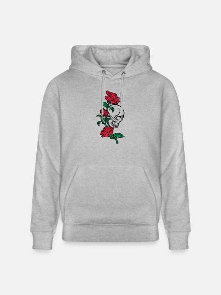 skull and roses es123 - Stanley/Stella CRUISER Unisex Organic Hoodie - heather grey
