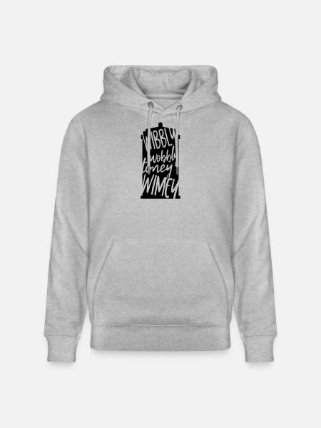 Wibbly Wobbly Timey WImey - Stanley/Stella CRUISER Unisex Organic Hoodie - heather grey