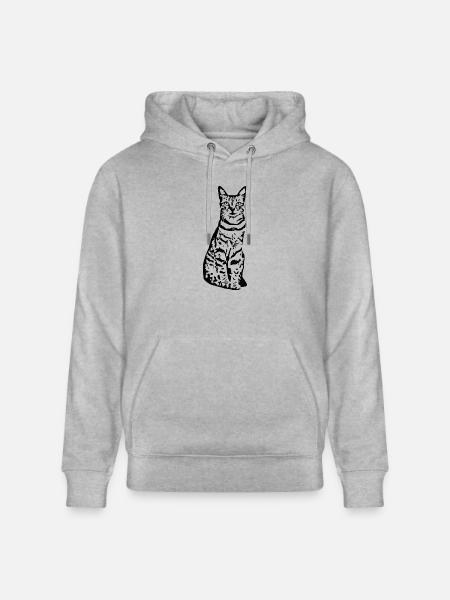 Cat Cat Black Kitten - Stanley/Stella CRUISER Unisex Organic Hoodie - heather grey