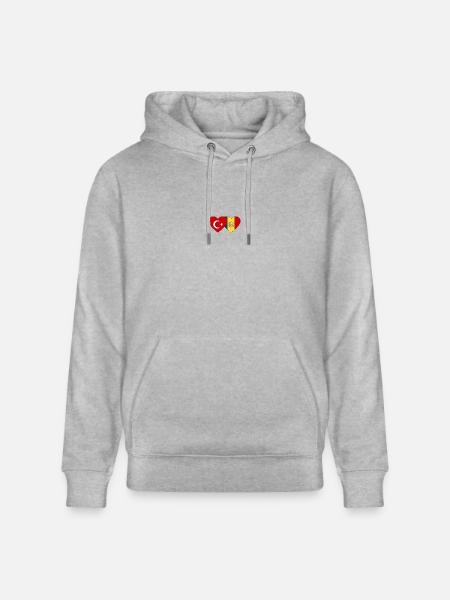 Turkey Andorra Flag Heart - Stanley/Stella CRUISER Unisex Organic Hoodie - heather grey