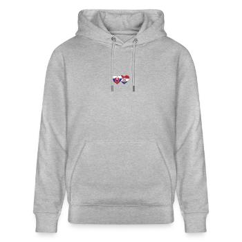 Slowakei Kroatien Flagge Herz - Stanley/Stella Unisex Bio-Hoodie CRUISER  - Grau meliert - Vorne - Alina (178cm) & Michal (187cm)