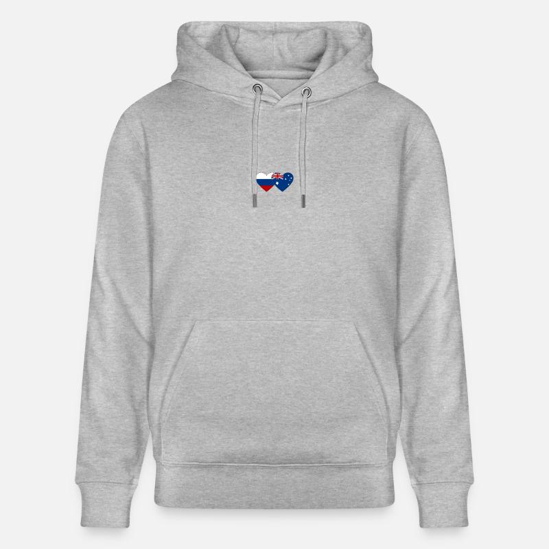 Russie Australie Flag Heart - Sweat à capuche bio CRUISER Stanley/Stella Unisexe - gris chiné