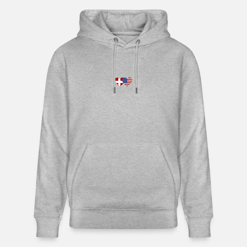 Danemark États-Unis Drapeau Coeur - Sweat à capuche bio CRUISER Stanley/Stella Unisexe - gris chiné