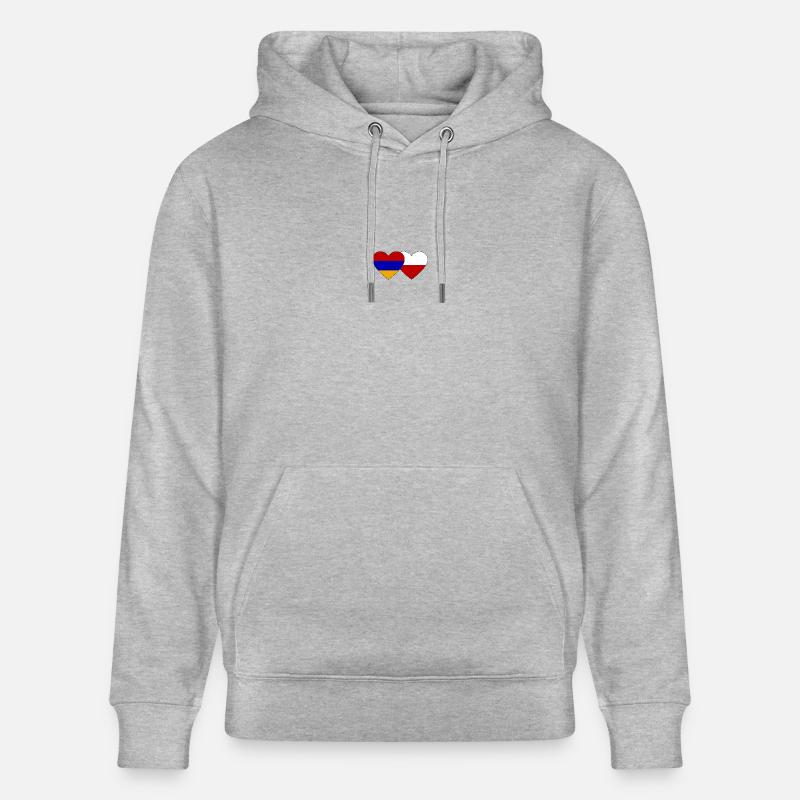 Arménie Pologne Drapeau Coeur - Sweat à capuche bio CRUISER Stanley/Stella Unisexe - gris chiné