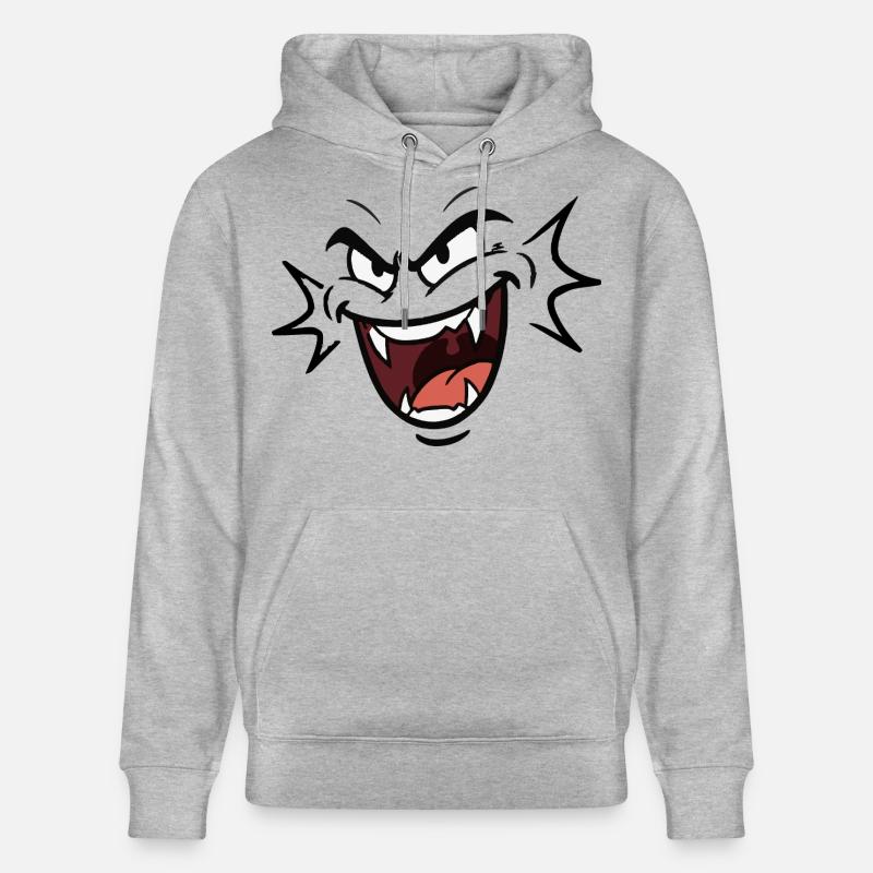 Funny vampire face laughing pattern comic - Stanley/Stella CRUISER Unisex Organic Hoodie - heather grey