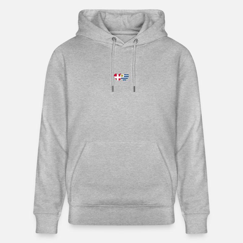 Danemark Uruguay Drapeau du cœur - Sweat à capuche bio CRUISER Stanley/Stella Unisexe - gris chiné