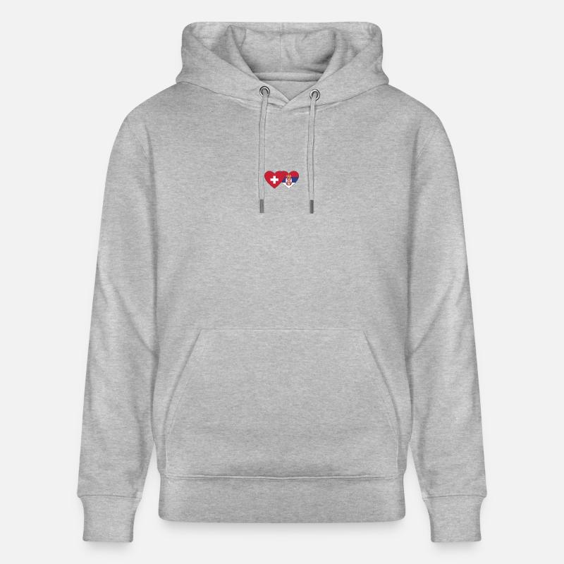 Suisse Serbie Flag Heart - Sweat à capuche bio CRUISER Stanley/Stella Unisexe - gris chiné